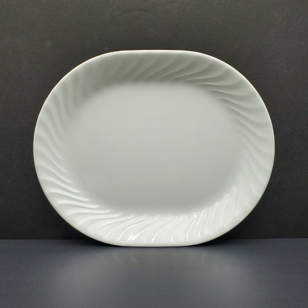 Corelle White Swirl Enhancements Platter Corning Swirl Edge Oval Serving Plate